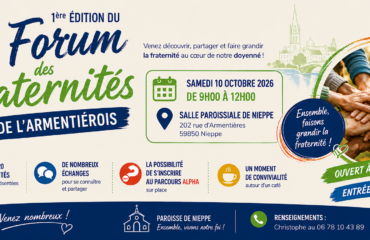 Forum des fraternités le samedi 10 octobre 2026 de 9h00 à 12h00