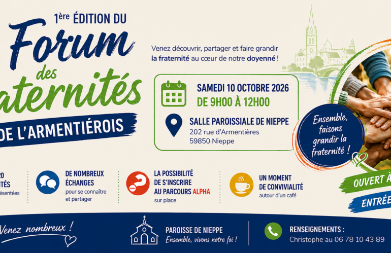 Forum des fraternités le samedi 10 octobre 2026 de 9h00 à 12h00